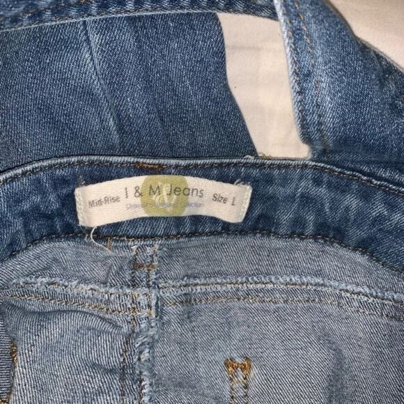 Girls I & M Jeans Distressed Denim Overalls Size L Mid-Rise Adjustable Straps - Picture 3 of 9